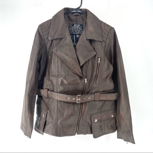 Real Leather Women's Victoria Distressed Jacket L - Picture 2 of 7